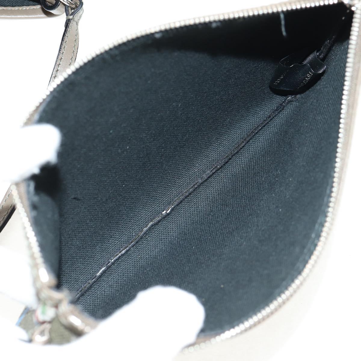 BVLGARI Tote Bag Leather PVC Gray Silver Auth BA7359V