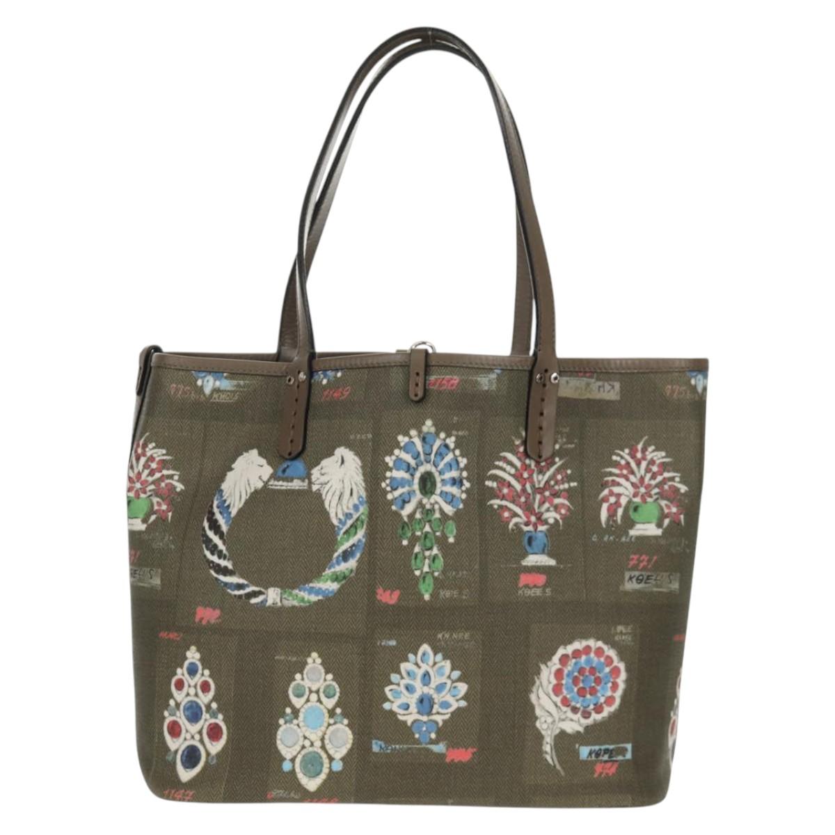 BVLGARI Tote Bag Leather PVC Gray Silver Auth BA7359V