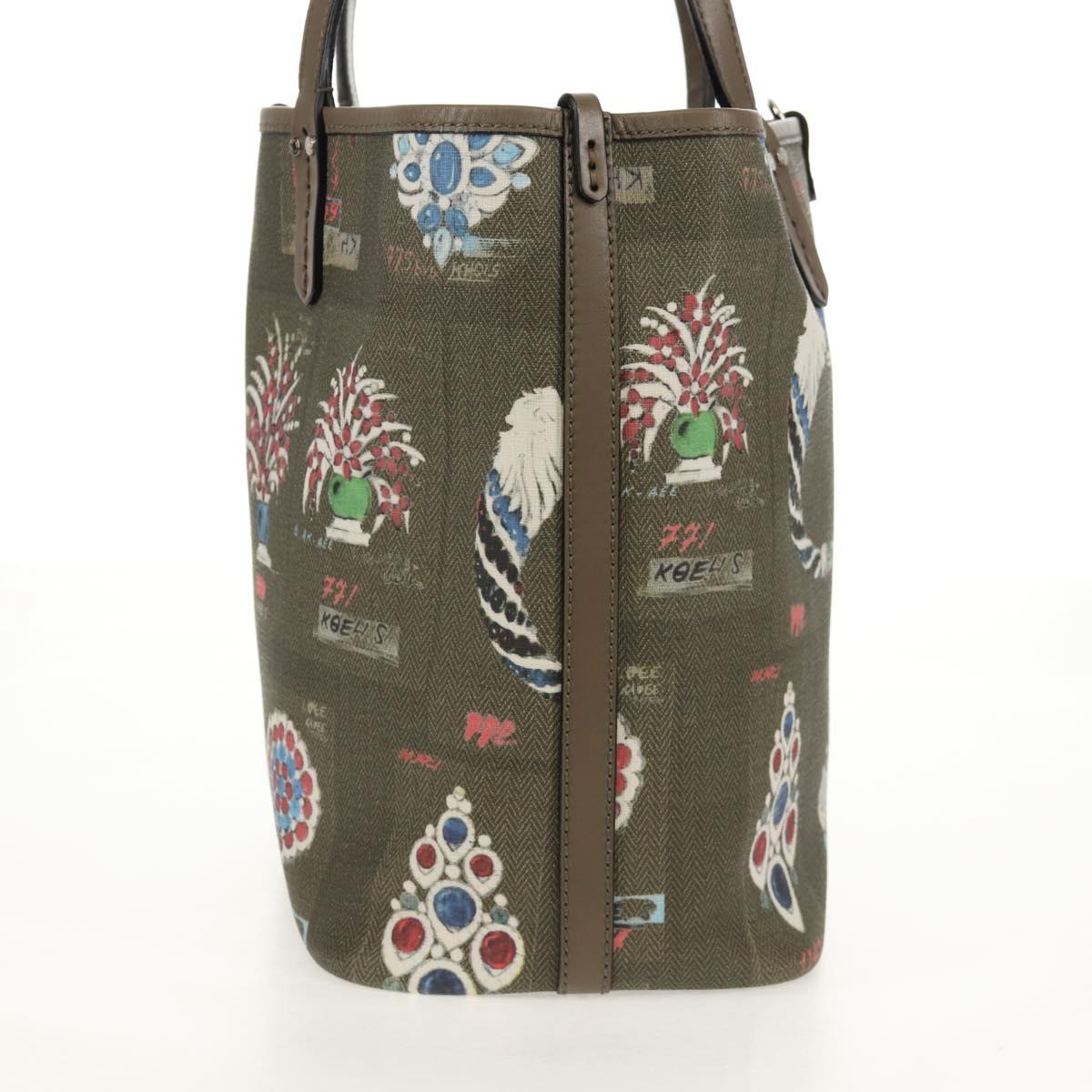 BVLGARI Tote Bag Leather PVC Gray Silver Auth BA7359V