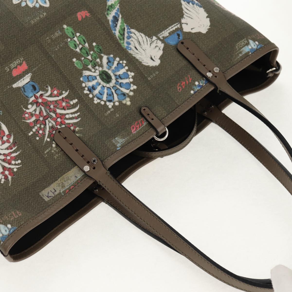 BVLGARI Tote Bag Leather PVC Gray Silver Auth BA7359V