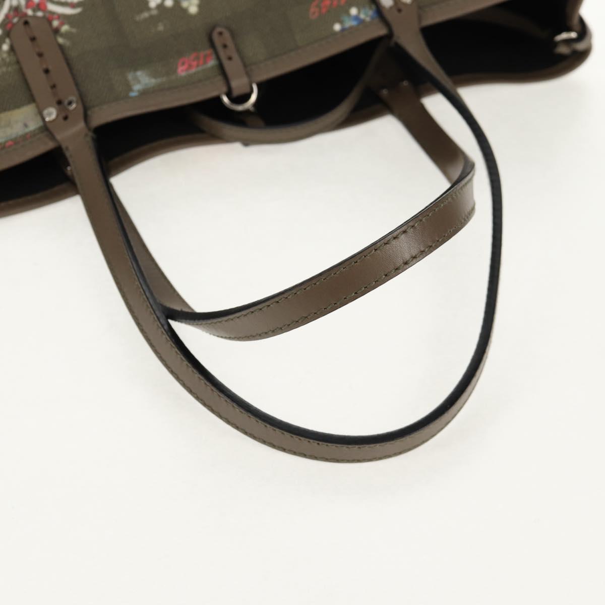 BVLGARI Tote Bag Leather PVC Gray Silver Auth BA7359V