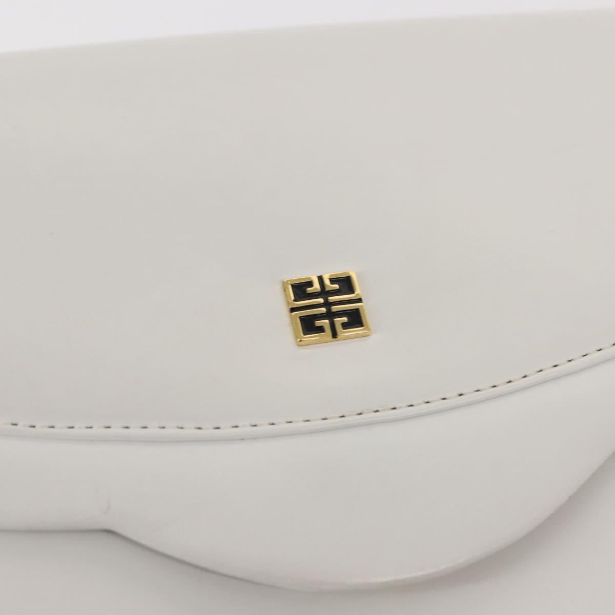 GIVENCHY Shoulder Bag Leather White Gold Auth BA7360