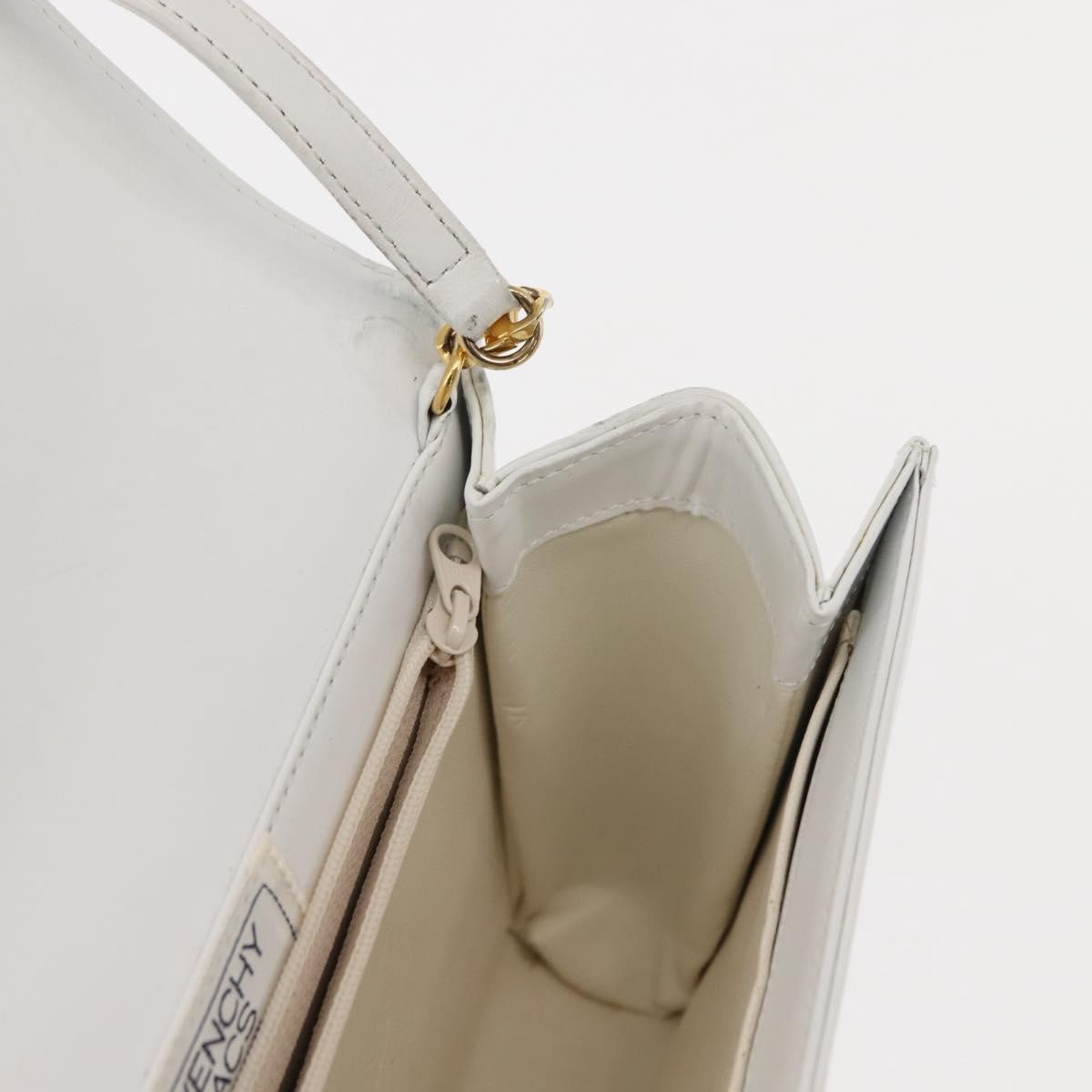 GIVENCHY Shoulder Bag Leather White Gold Auth BA7360
