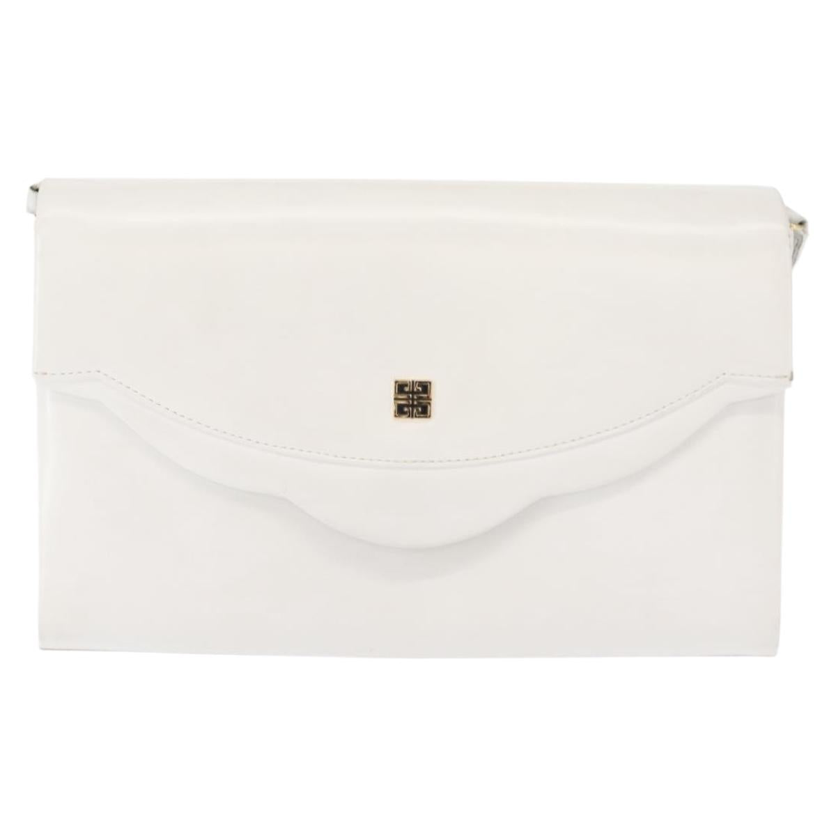 GIVENCHY Shoulder Bag Leather White Gold Auth BA7360