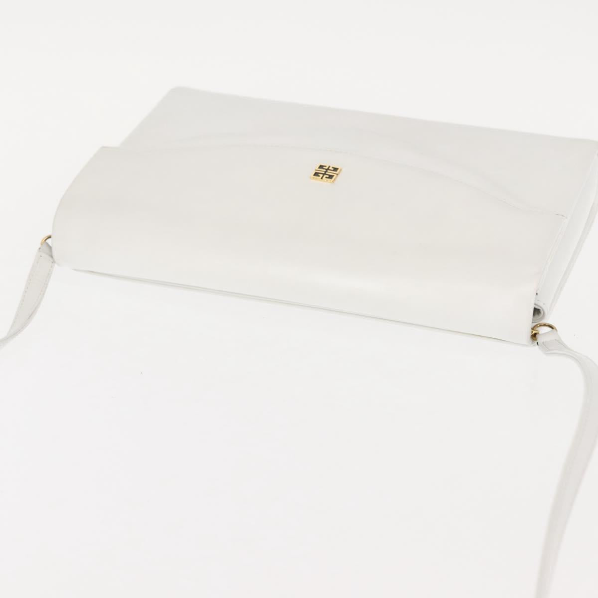 GIVENCHY Shoulder Bag Leather White Gold Auth BA7360