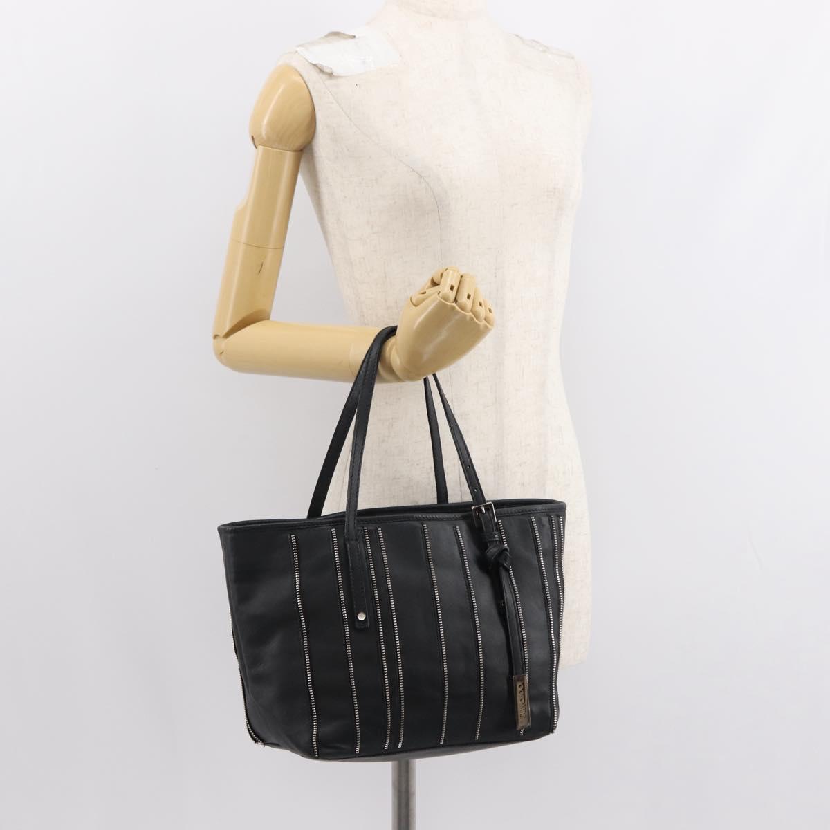 Jimmy Choo Tote Bag Leather Gold Silver Auth BA7361