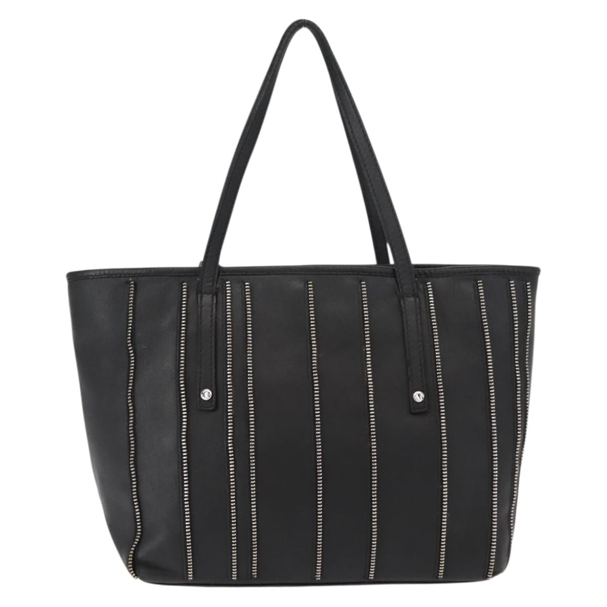 Jimmy Choo Tote Bag Leather Gold Silver Auth BA7361