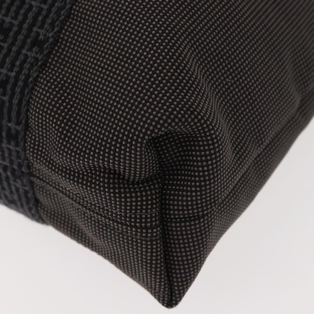 HERMES Her Line Kabas Tote Bag Canvas Gray Silver Auth BA7363