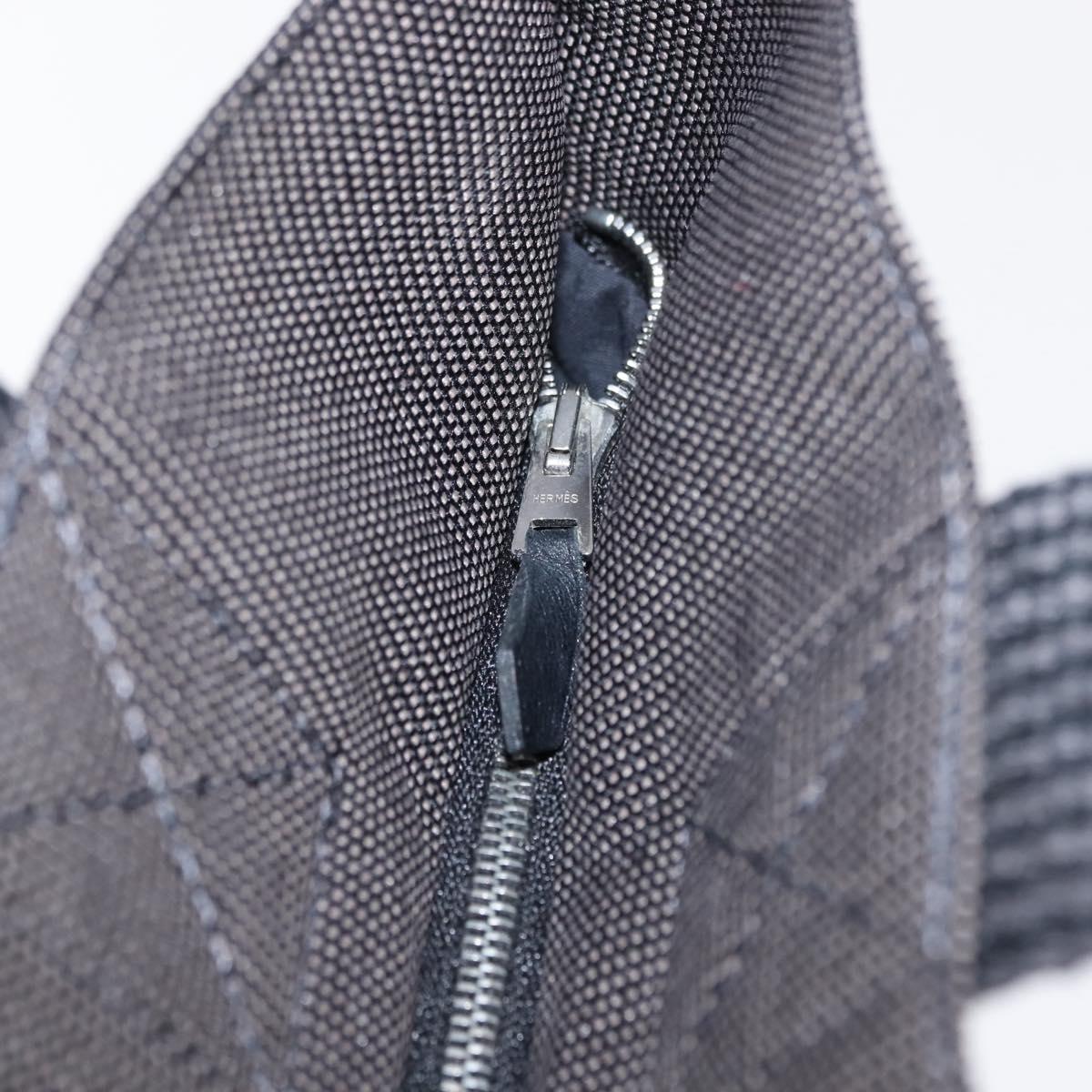 HERMES Her Line Kabas Tote Bag Canvas Gray Silver Auth BA7363