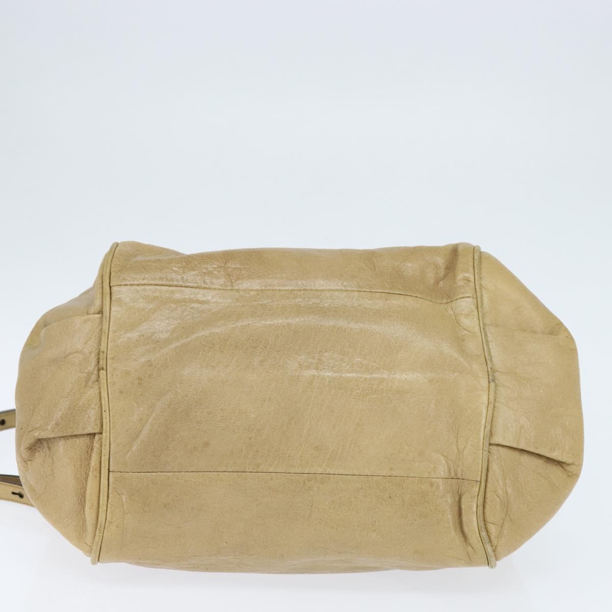 Chloe Etel Hand Bag Leather 2way Beige Gold Auth BA7364