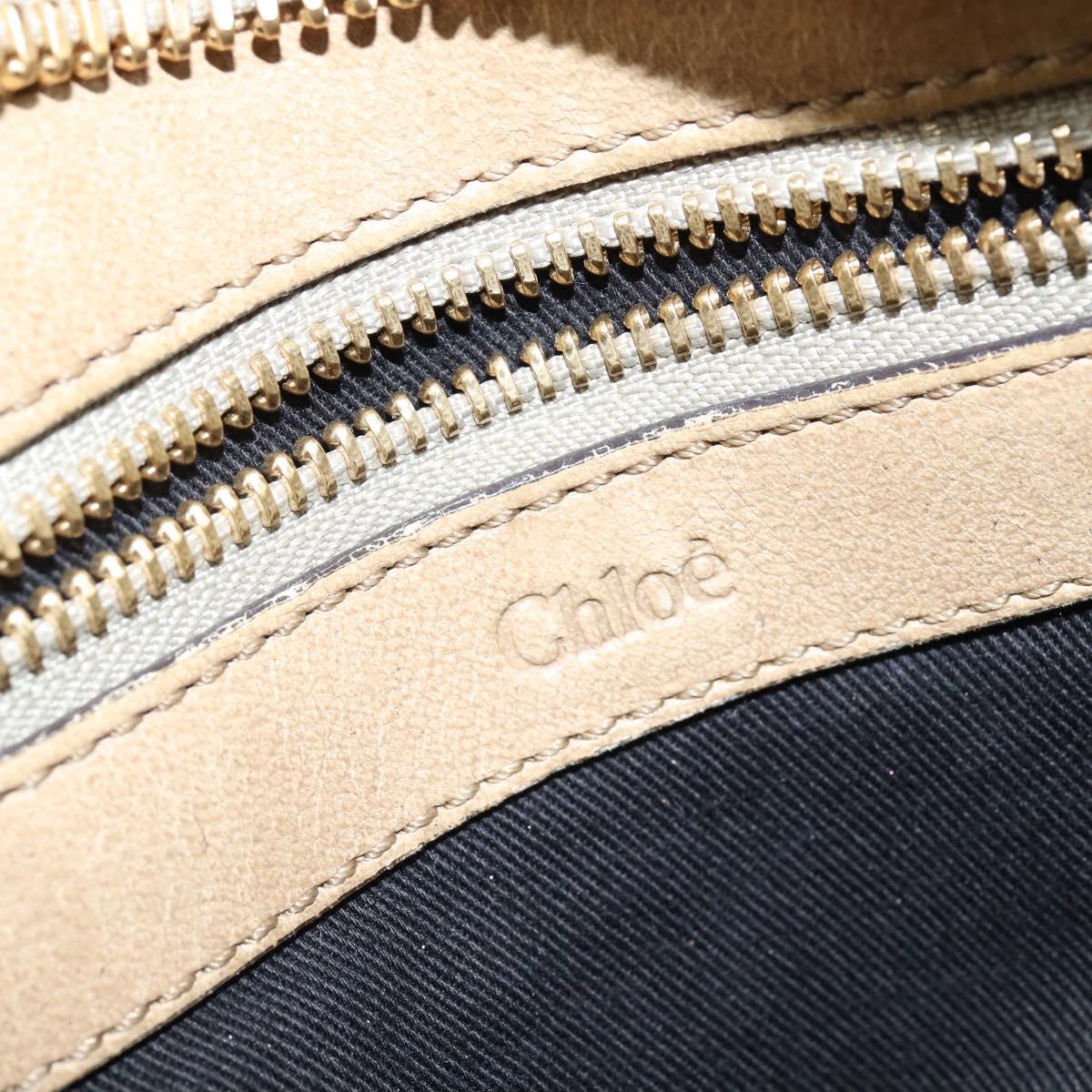 Chloe Etel Hand Bag Leather 2way Beige Gold Auth BA7364
