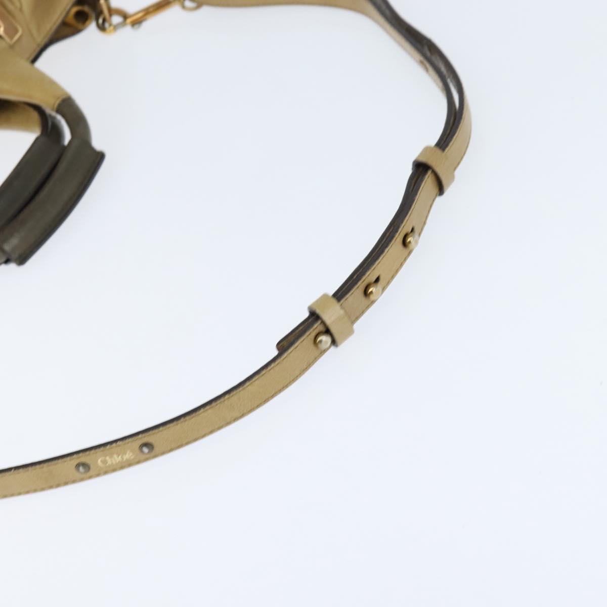 Chloe Etel Hand Bag Leather 2way Beige Gold Auth BA7364