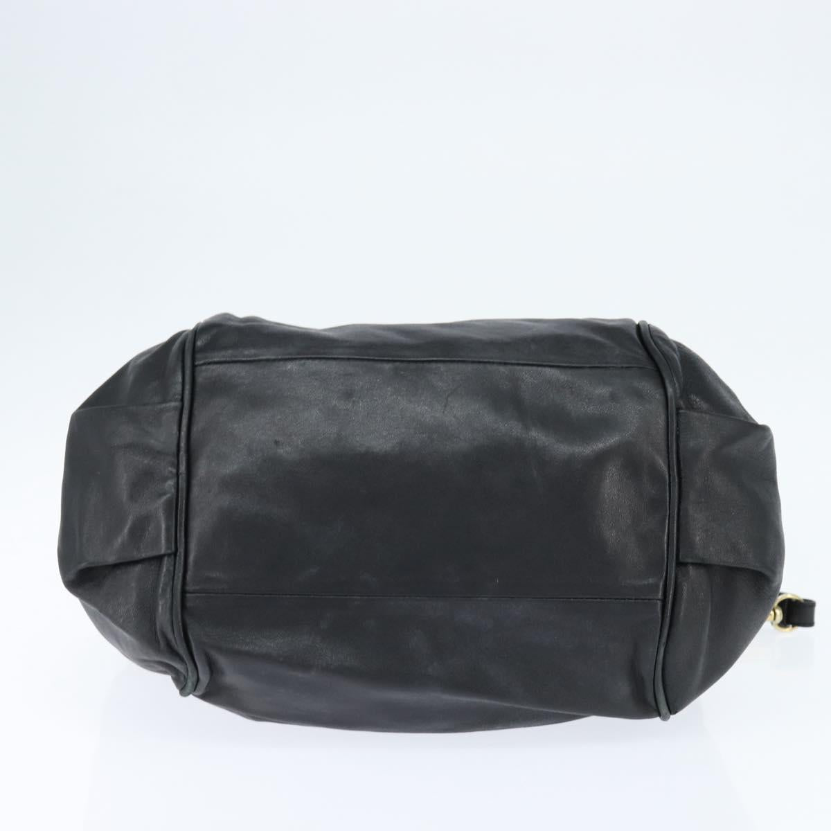 Chloe Etel Hand Bag Leather 2way Black Gold Auth BA7365