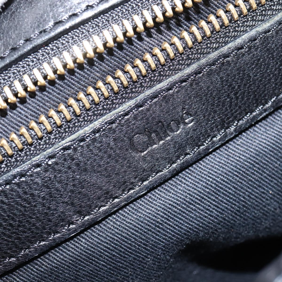 Chloe Etel Hand Bag Leather 2way Black Gold Auth BA7365