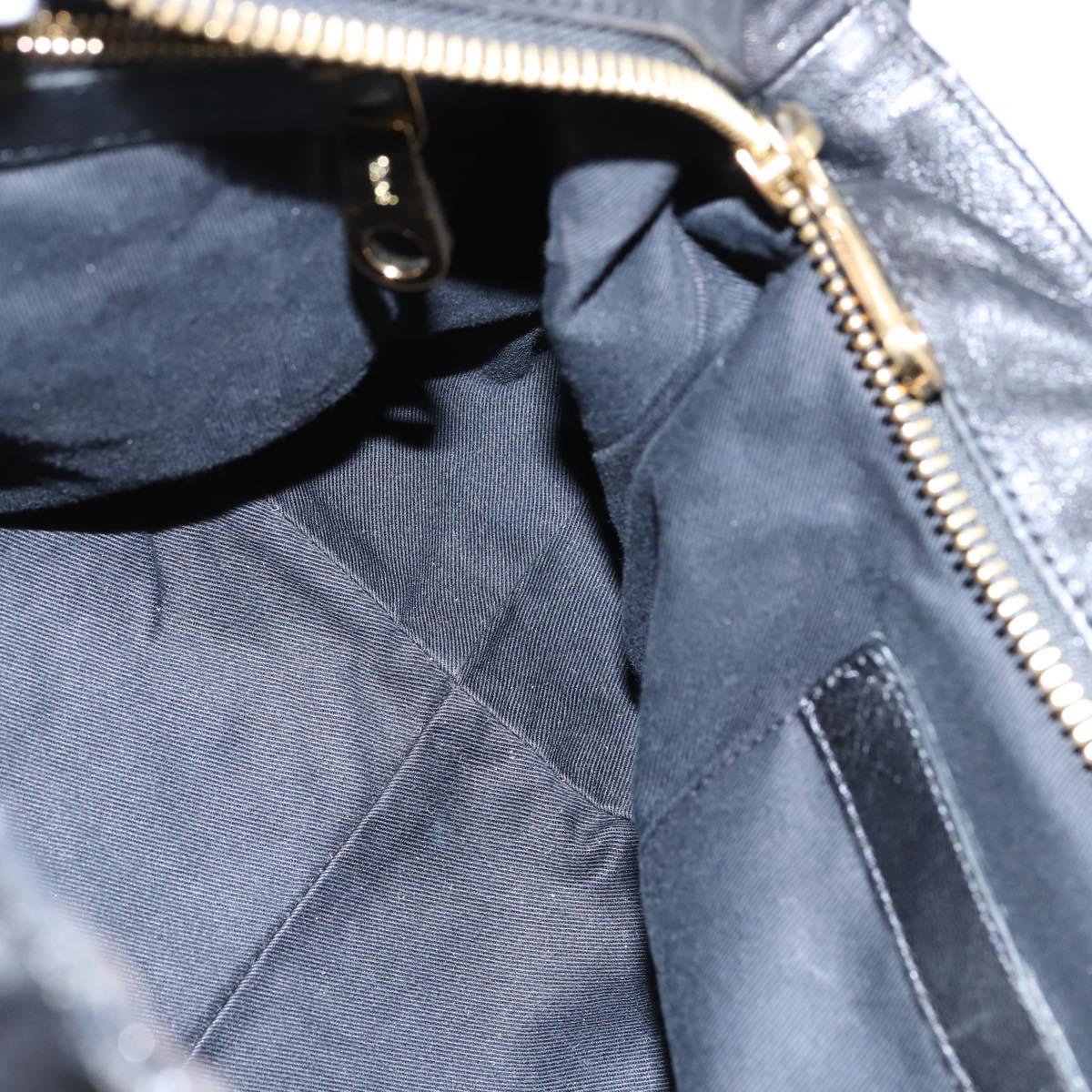 Chloe Etel Hand Bag Leather 2way Black Gold Auth BA7365