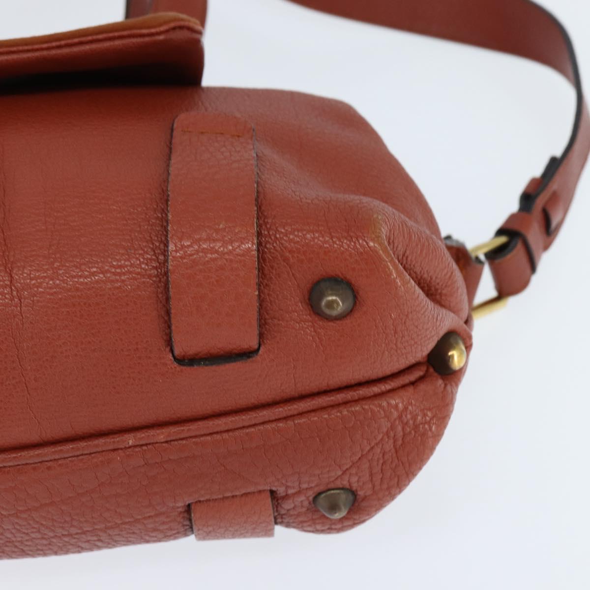 Chloe Hand Bag Leather 2way Orange Gold Auth BA7366