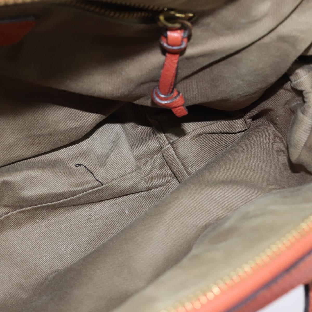 Chloe Hand Bag Leather 2way Orange Gold Auth BA7366