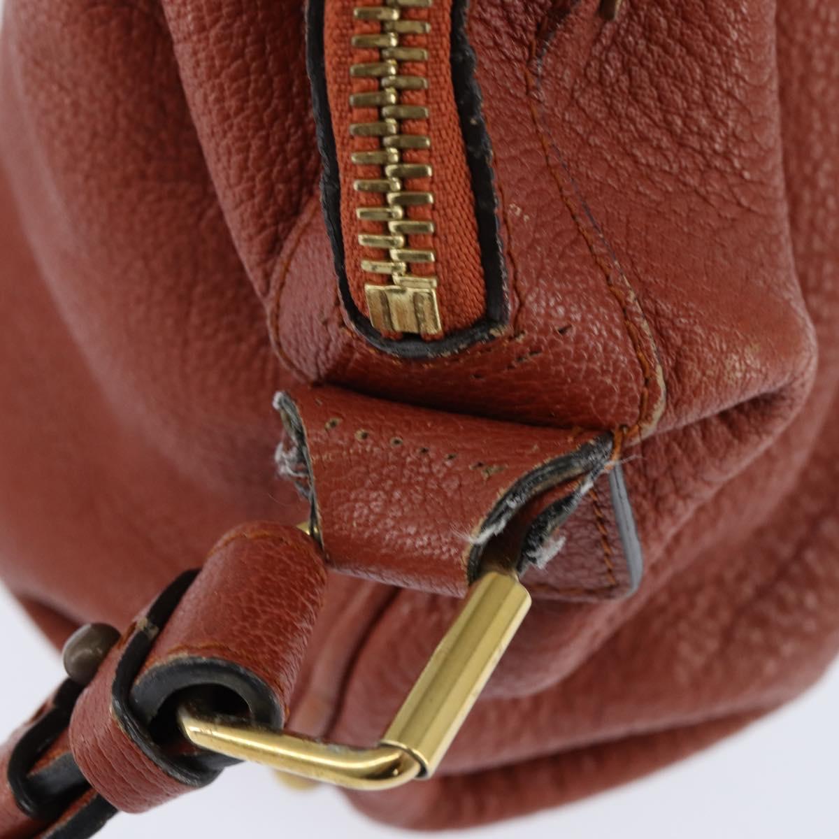 Chloe Hand Bag Leather 2way Orange Gold Auth BA7366