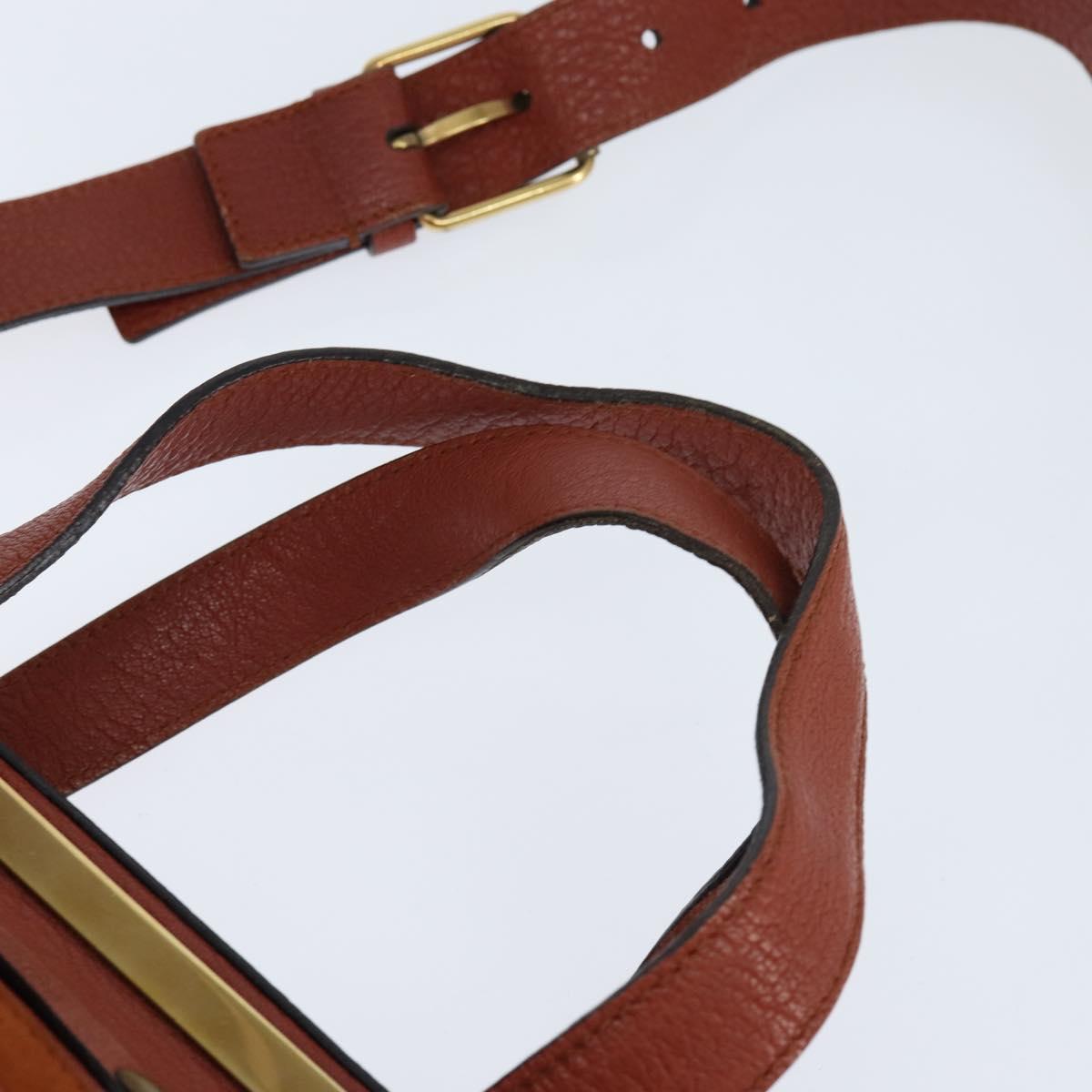 Chloe Hand Bag Leather 2way Orange Gold Auth BA7366