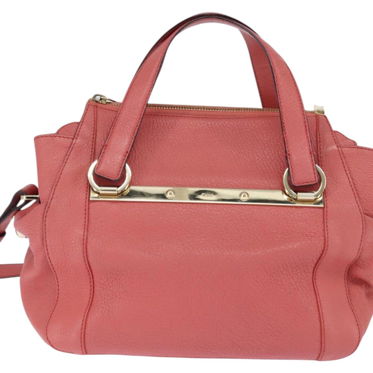 Chloe Bridget Hand Bag Leather 2way Pink Gold Auth BA7368