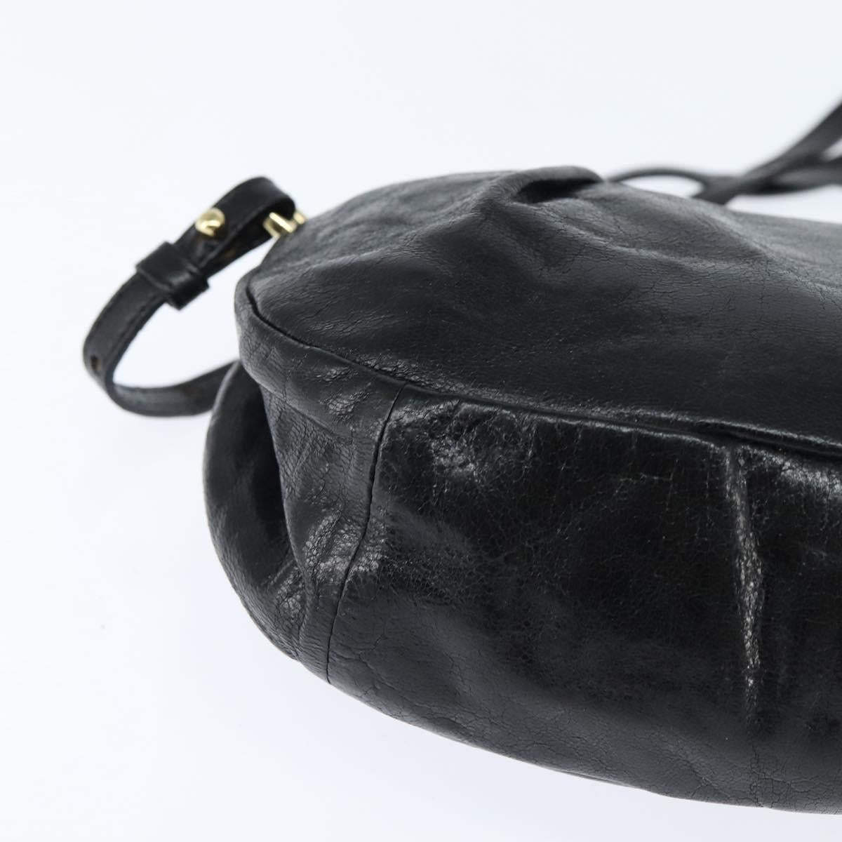 Chloe Hand Bag Leather 2way Black Gold Auth BA7369