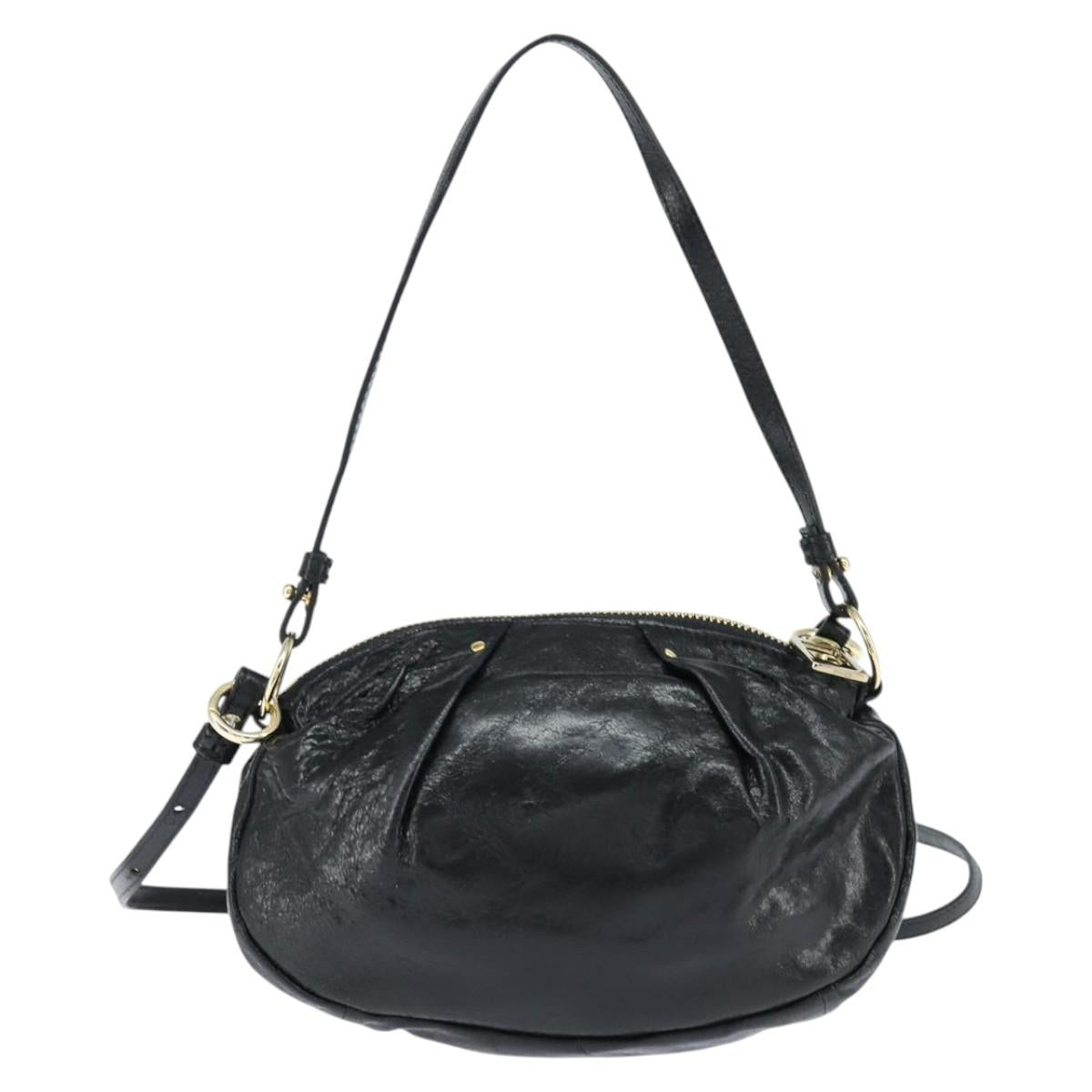 Chloe Hand Bag Leather 2way Black Gold Auth BA7369