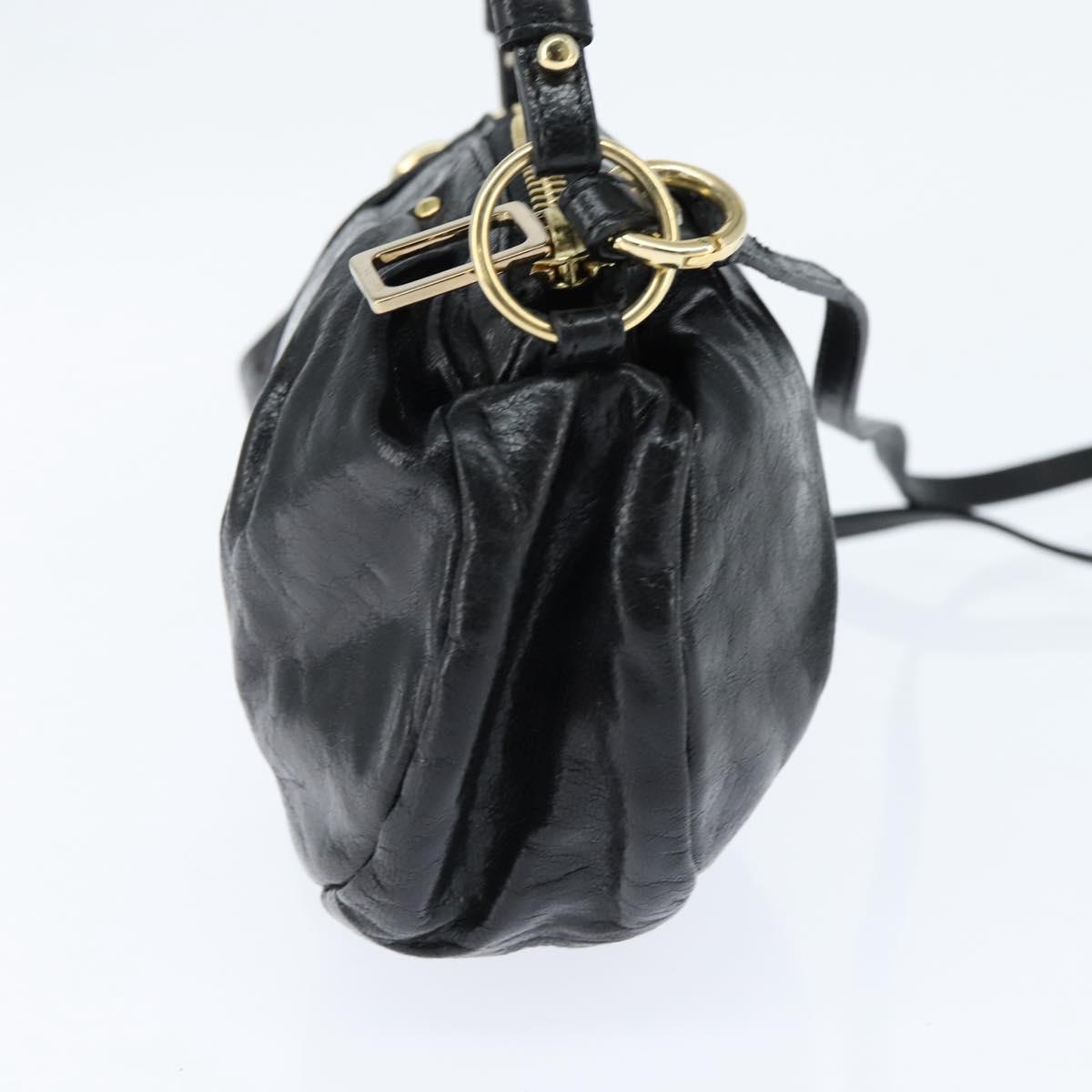 Chloe Hand Bag Leather 2way Black Gold Auth BA7369