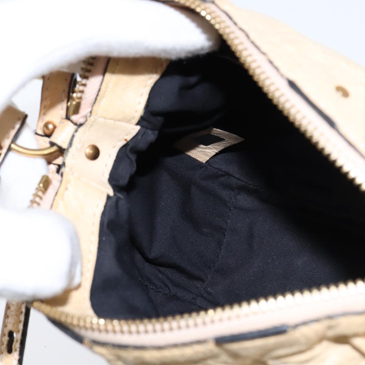 Chloe Hand Bag Leather 2way Beige Gold Auth BA7370