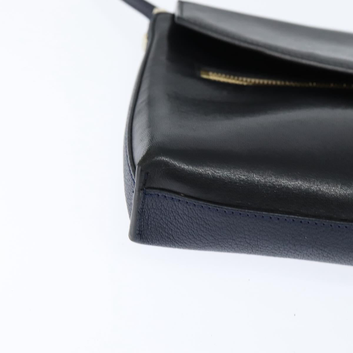 Chloe Shoulder Bag Leather Navy Gold Auth BA7371