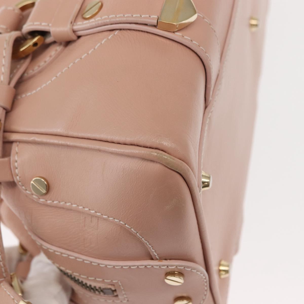 VERSACE Hand Bag Leather Pink Gold Auth BA7372