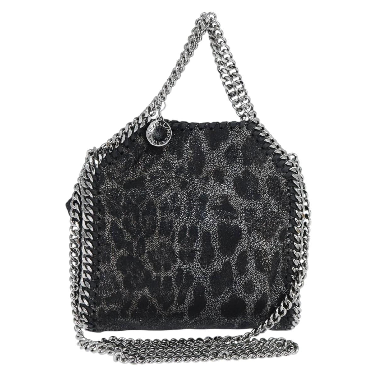 Stella MacCartney Chain Falabella Bag polyester Black Silver 391698 Auth BA7373