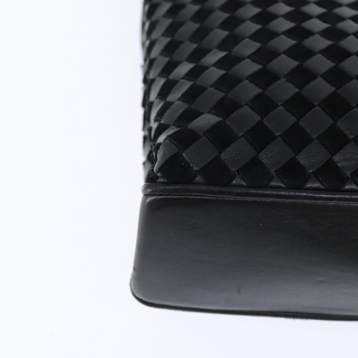 BALLY Hand Bag Leather Black Gold Auth BA7374