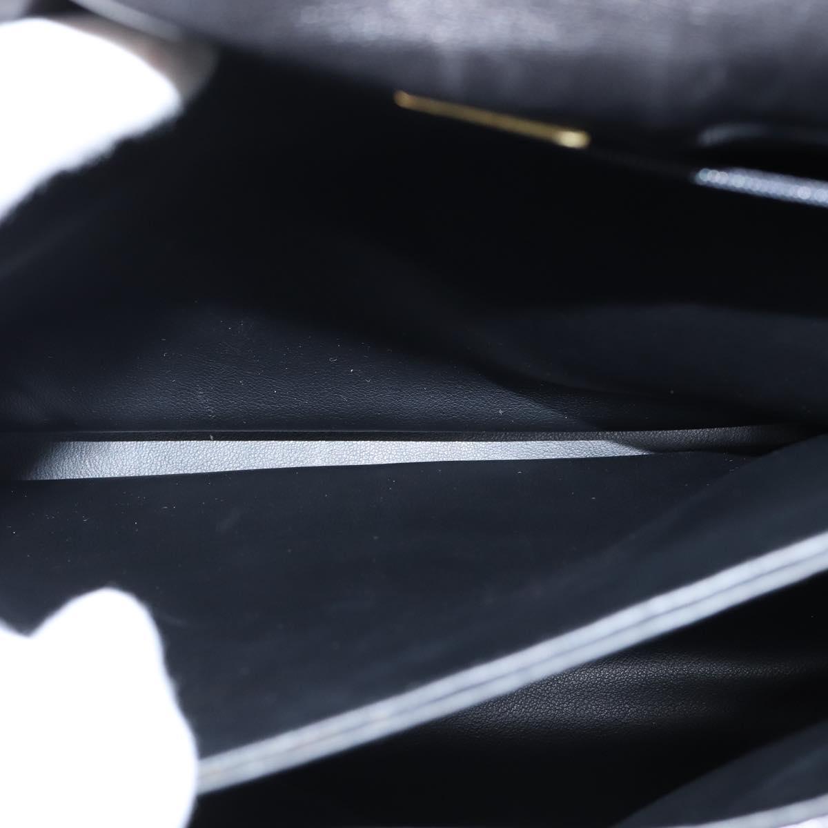 BALLY Hand Bag Leather Black Gold Auth BA7374