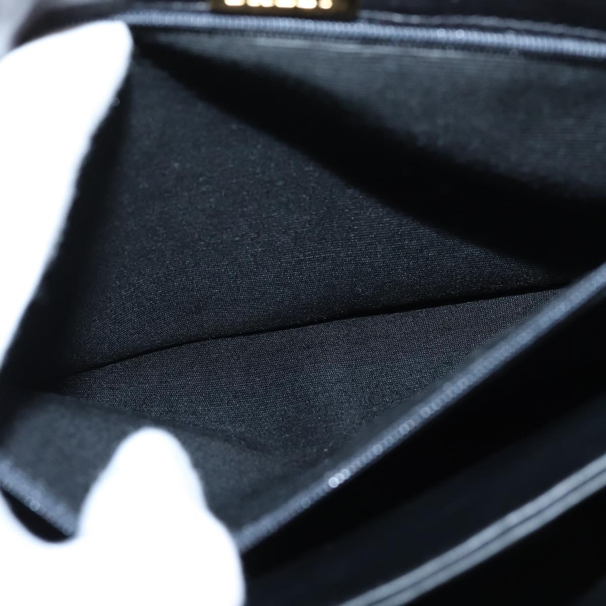 BALLY Hand Bag Leather Black Gold Auth BA7374