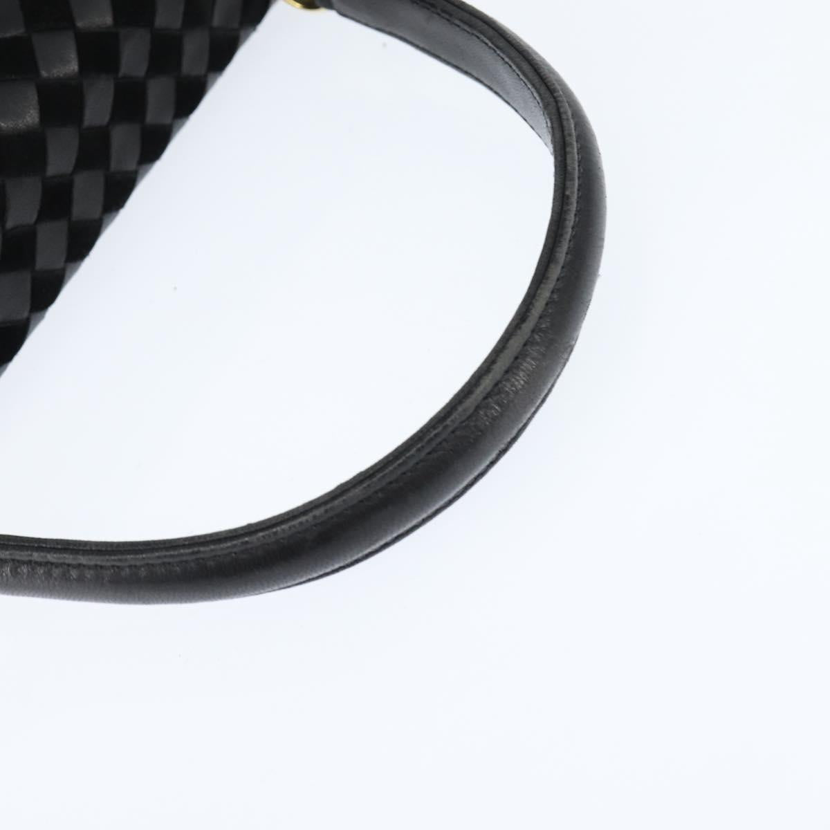 BALLY Hand Bag Leather Black Gold Auth BA7374