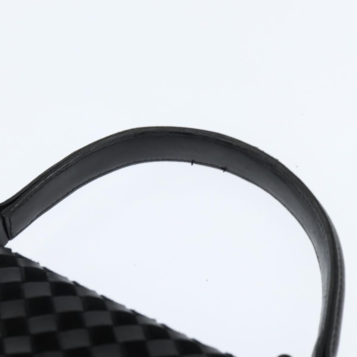 BALLY Hand Bag Leather Black Gold Auth BA7374