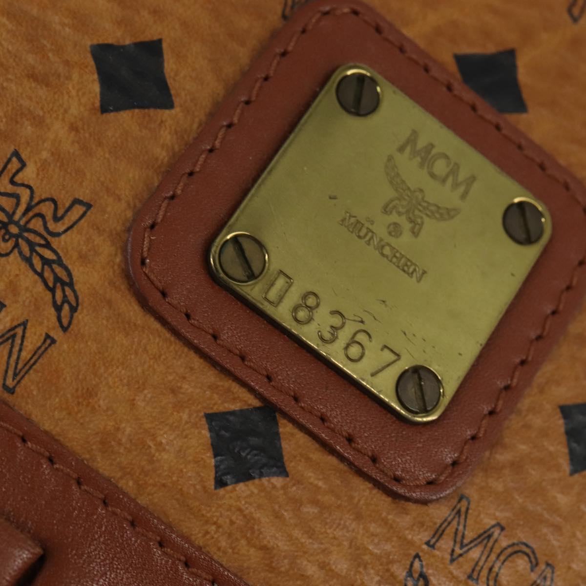 MCM Logogram Vicetos Hand Bag PVC Leather Brown Gold Auth BA7375