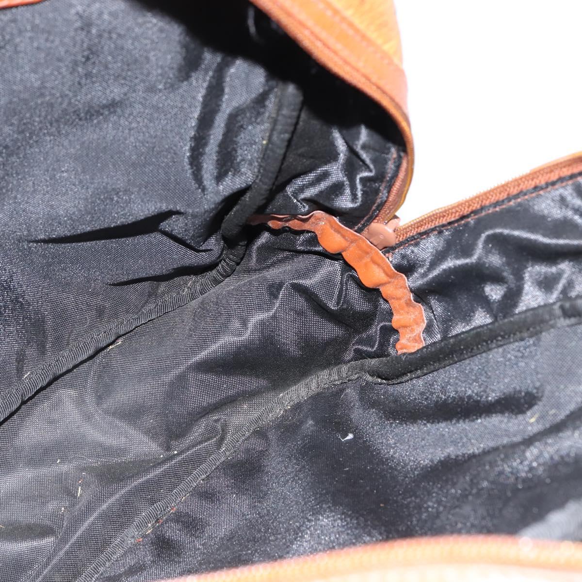 MCM Logogram Vicetos Hand Bag PVC Leather Brown Gold Auth BA7375