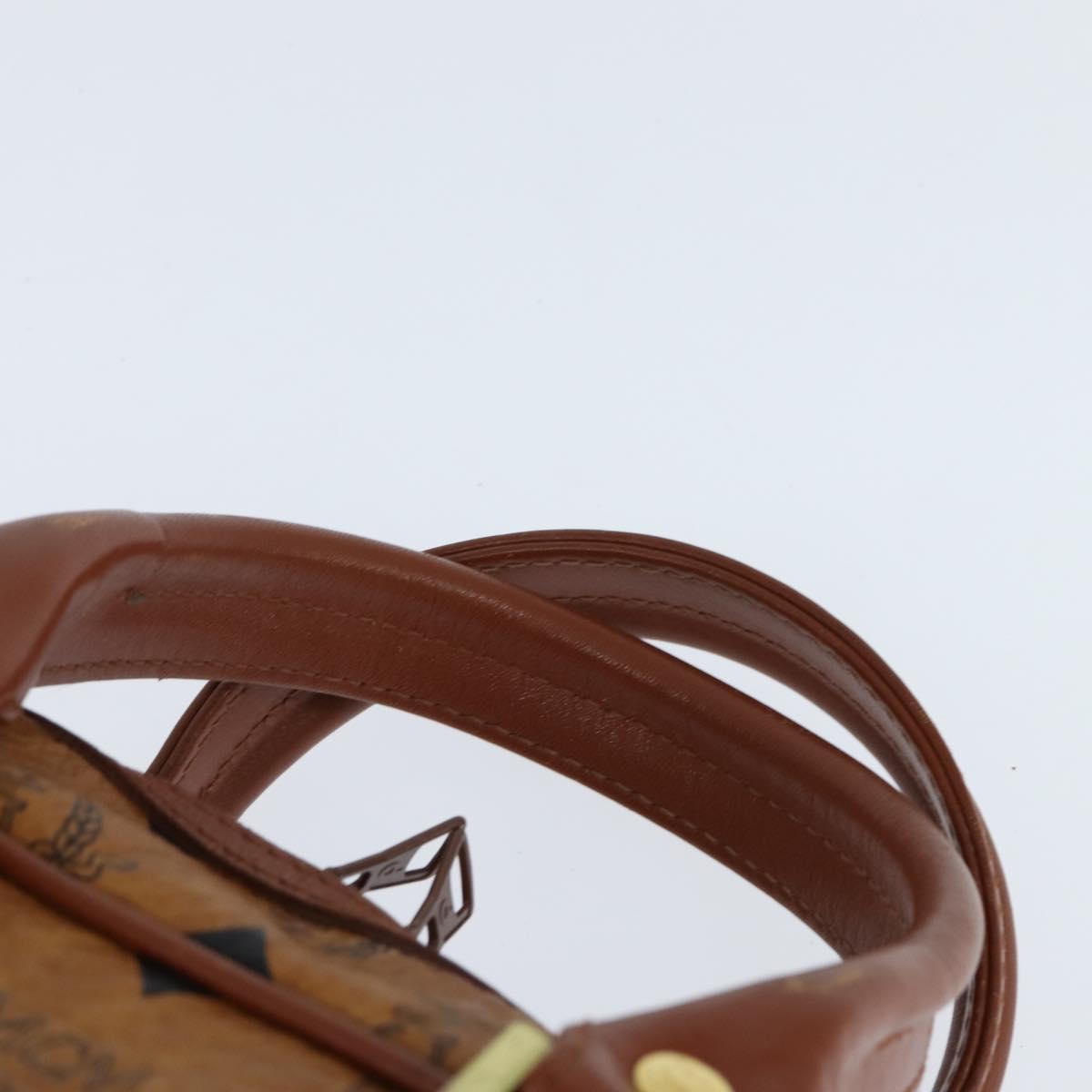 MCM Logogram Vicetos Hand Bag PVC Leather Brown Gold Auth BA7375