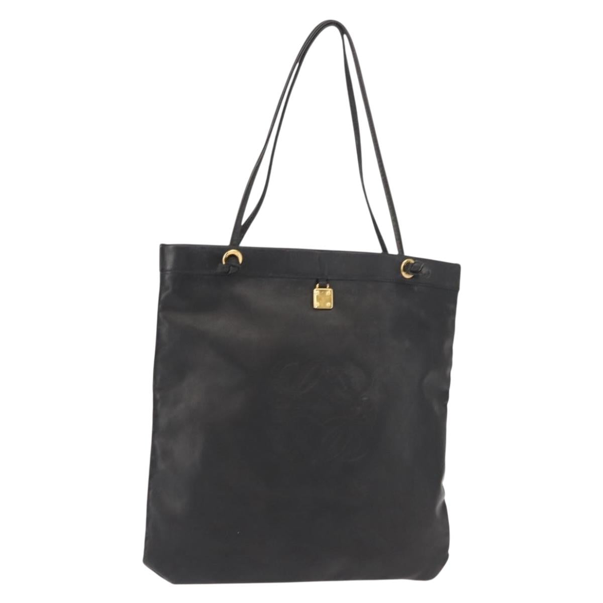 LOEWE Anagram Tote Bag Leather Black Gold Auth BA7376