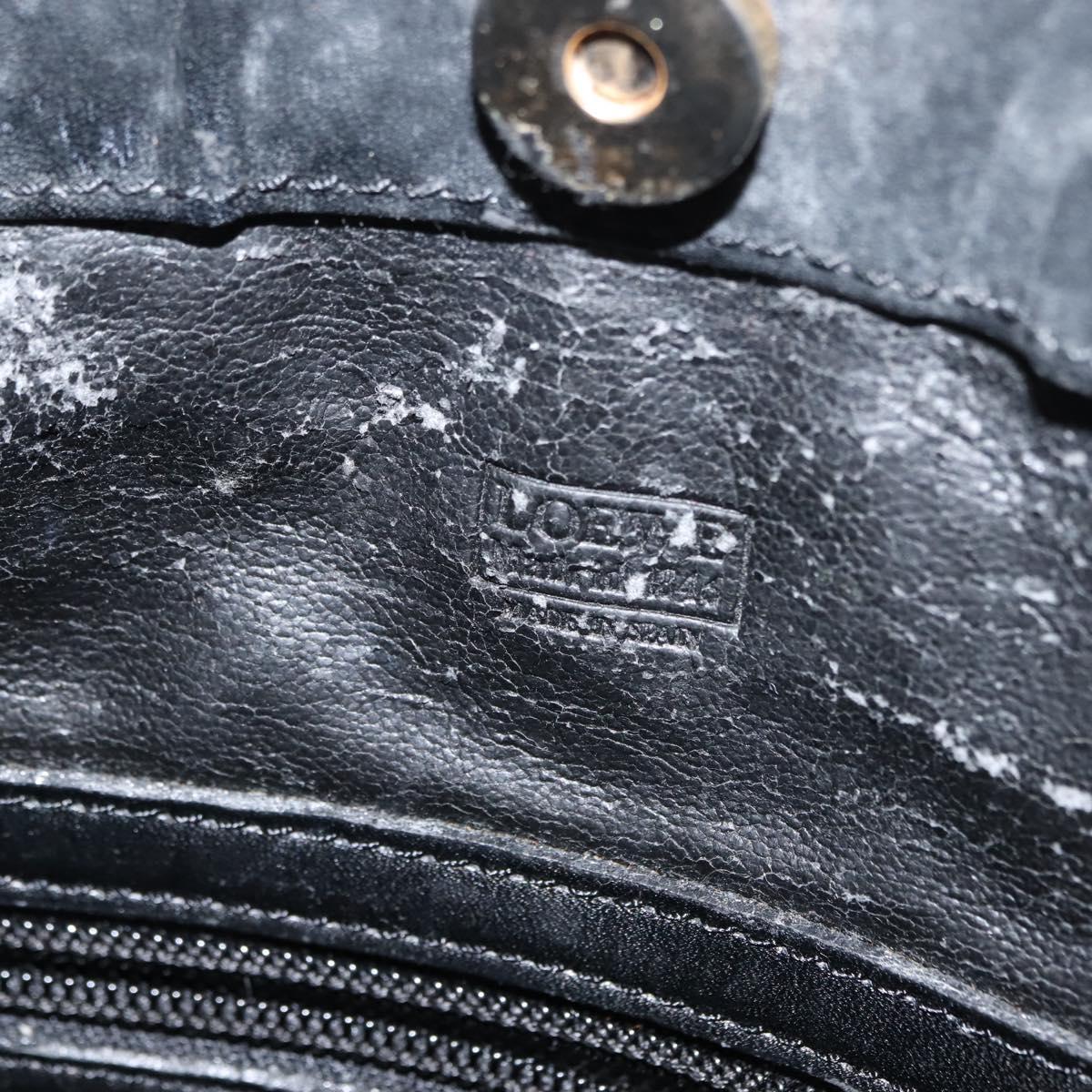 LOEWE Anagram Tote Bag Leather Black Gold Auth BA7376