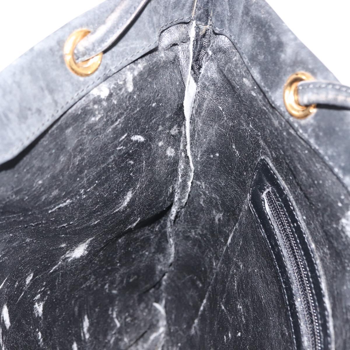 LOEWE Anagram Tote Bag Leather Black Gold Auth BA7376