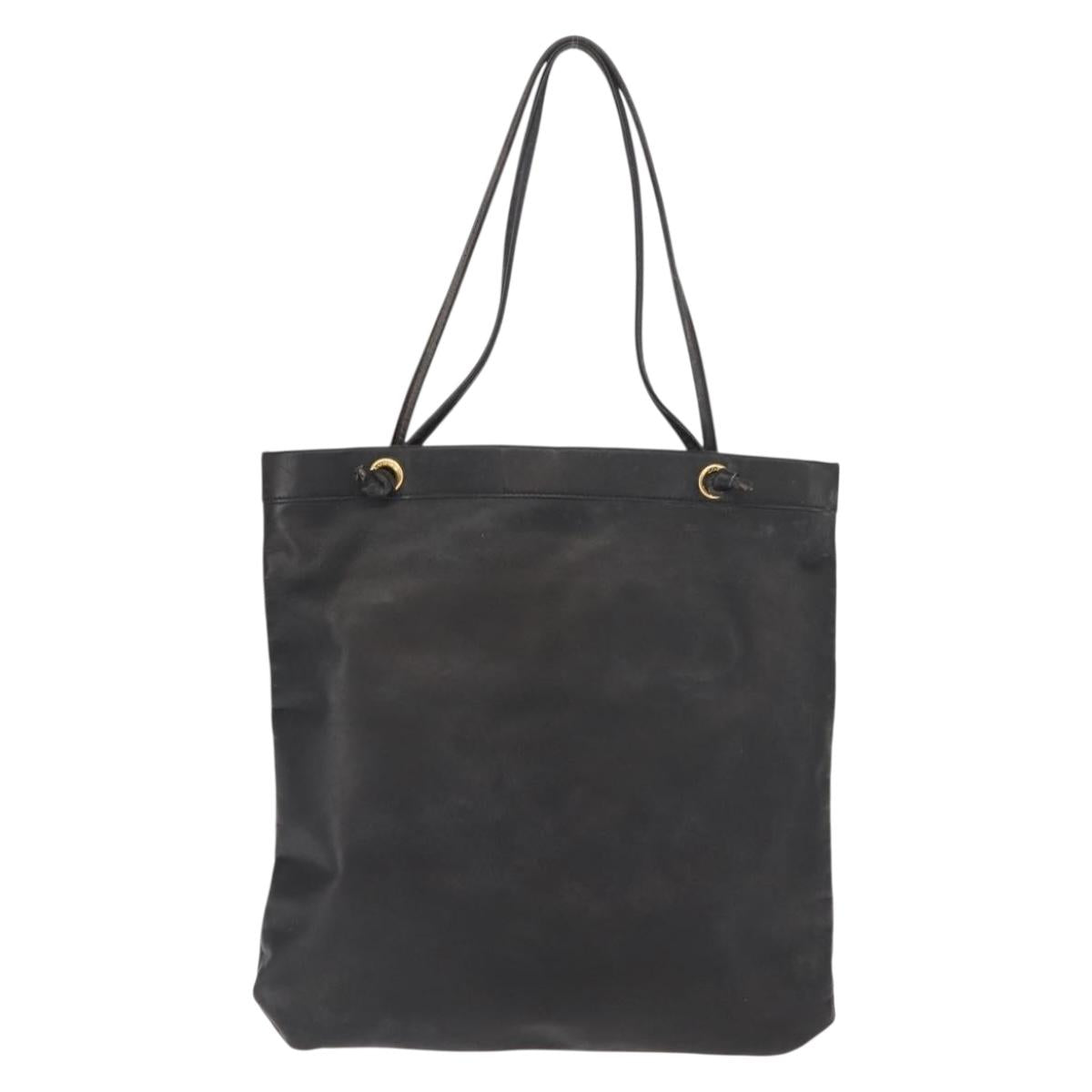 LOEWE Anagram Tote Bag Leather Black Gold Auth BA7376