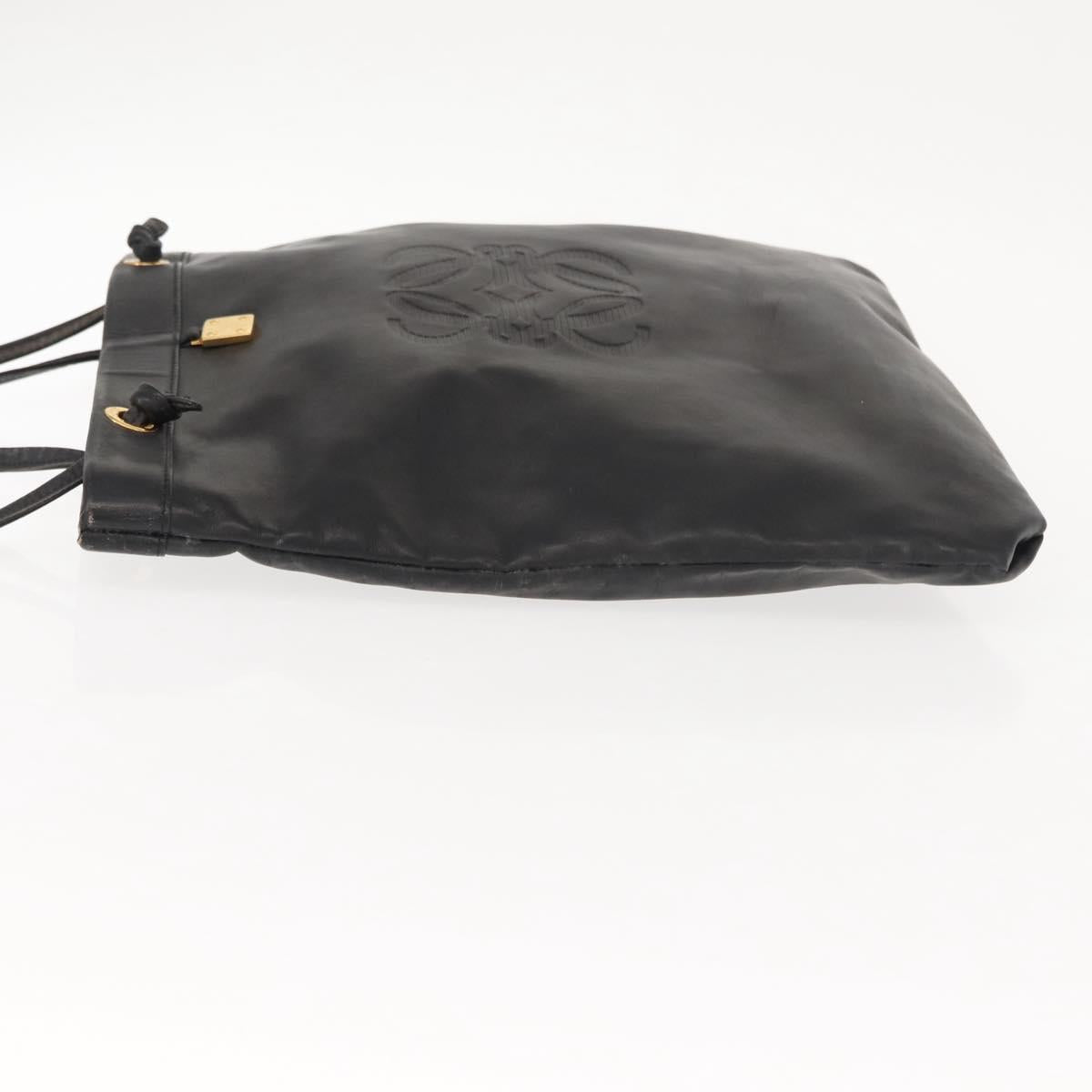 LOEWE Anagram Tote Bag Leather Black Gold Auth BA7376