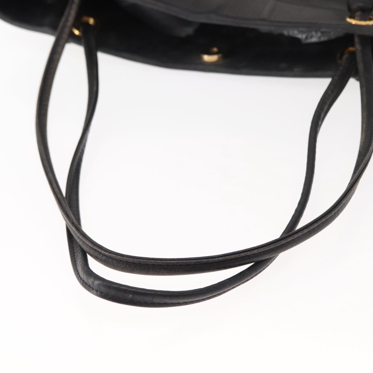 LOEWE Anagram Tote Bag Leather Black Gold Auth BA7376