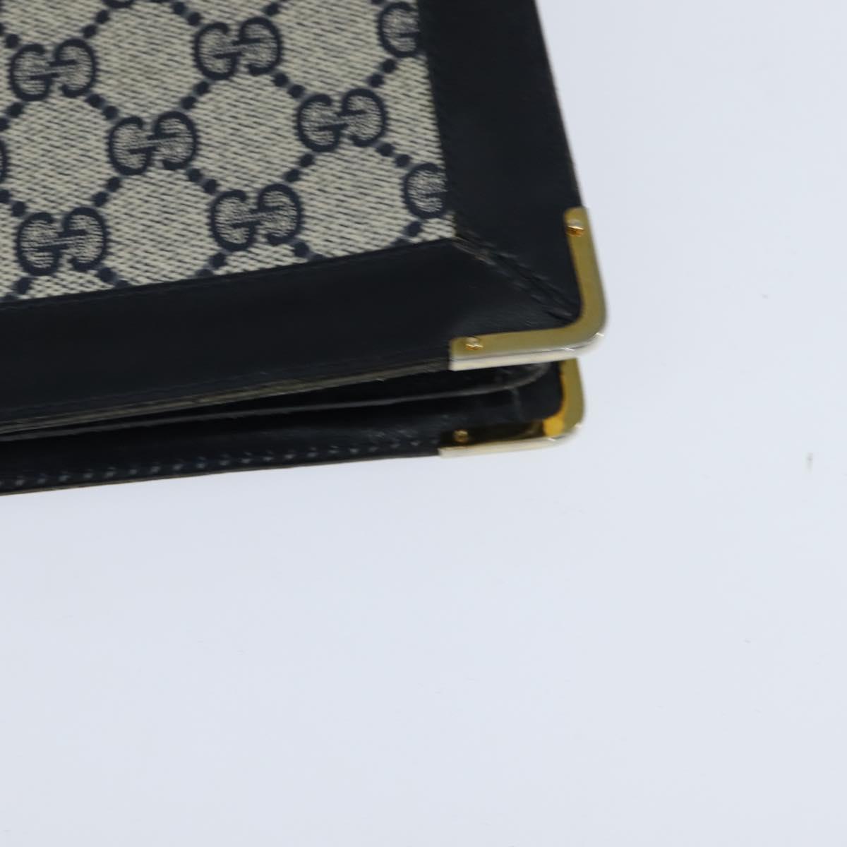 GUCCI GG Supreme Shoulder Bag PVC Navy Gold Auth BA7379