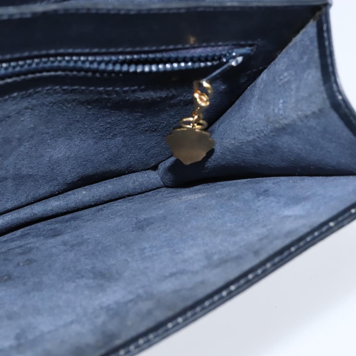 GUCCI GG Supreme Shoulder Bag PVC Navy Gold Auth BA7379