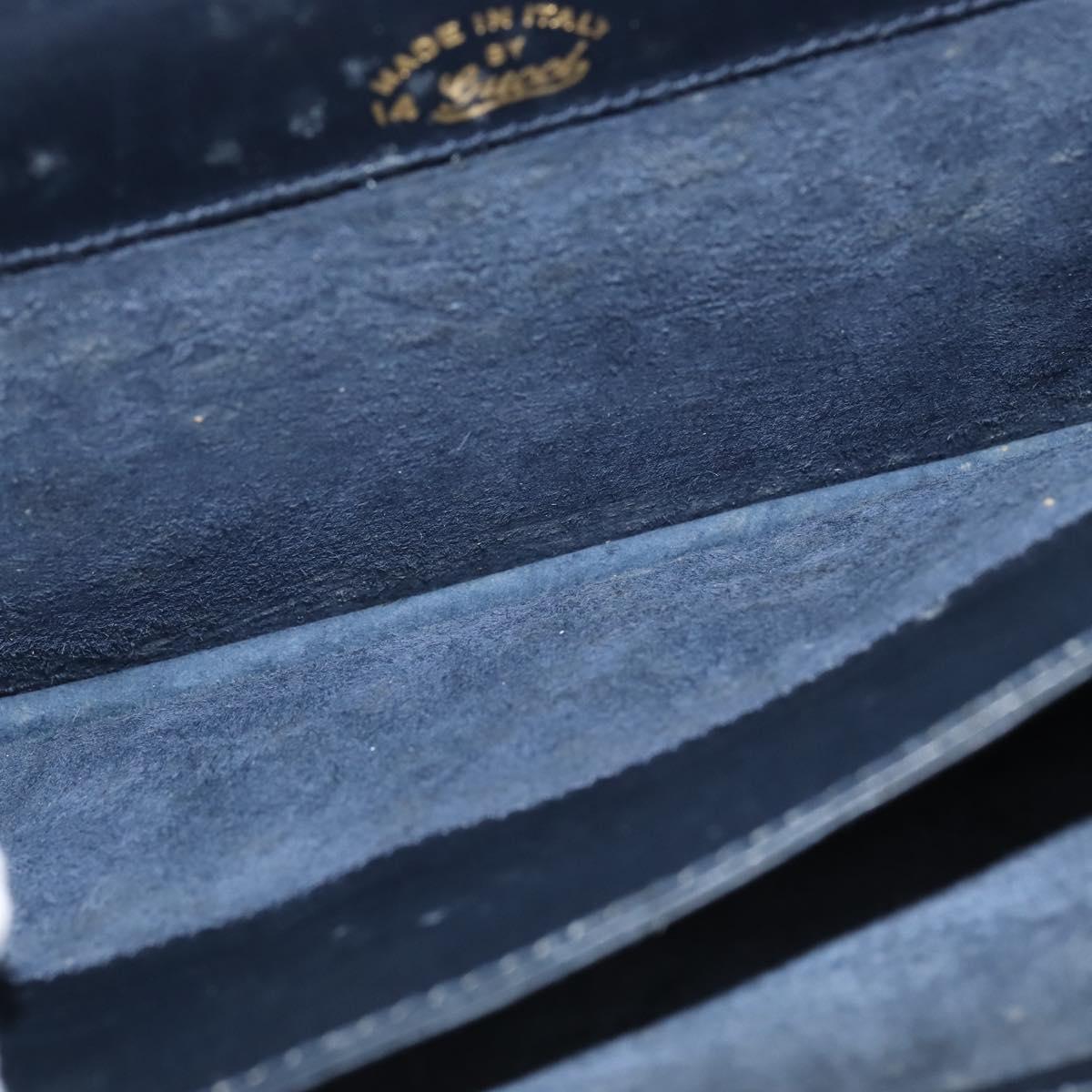 GUCCI GG Supreme Shoulder Bag PVC Navy Gold Auth BA7379