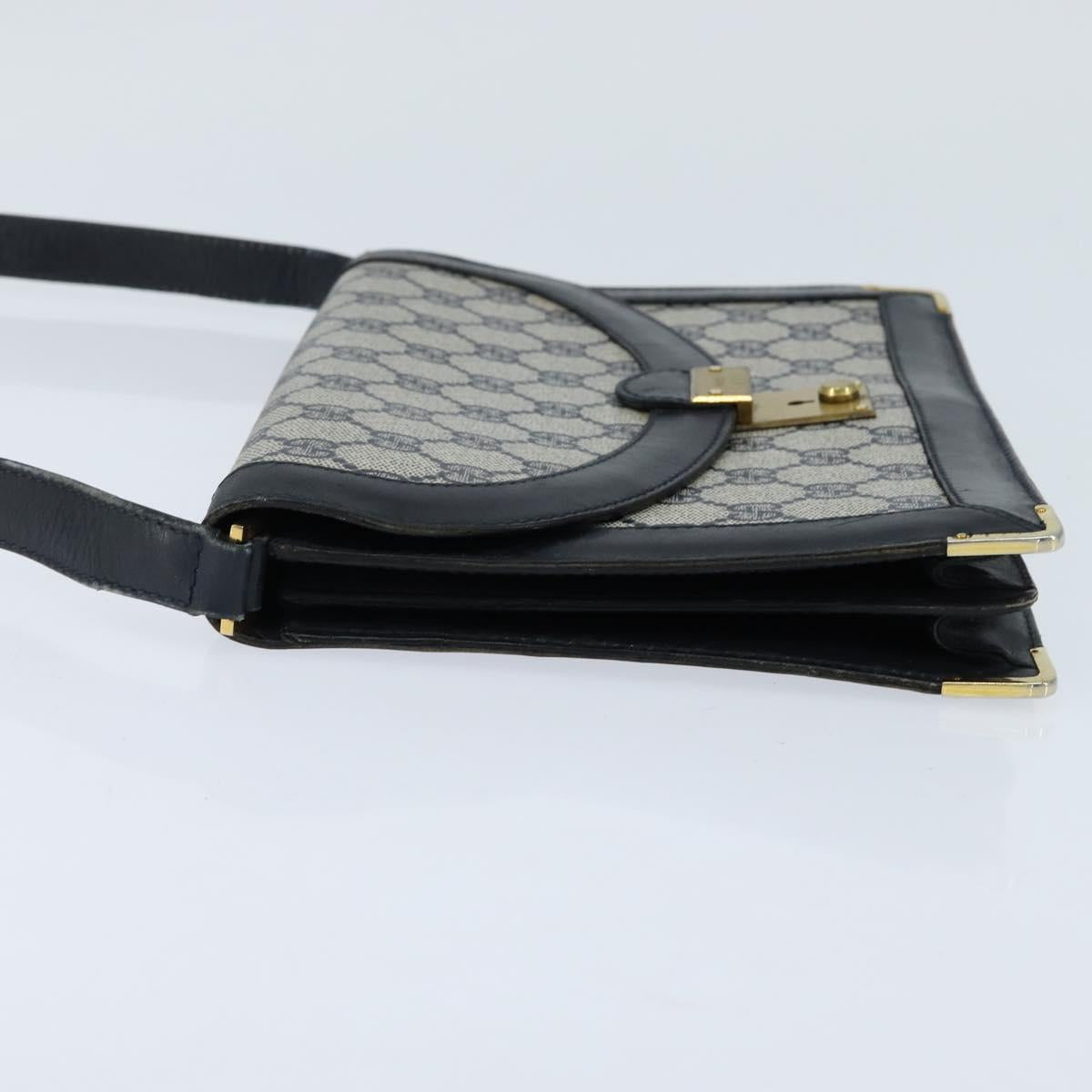 GUCCI GG Supreme Shoulder Bag PVC Navy Gold Auth BA7379