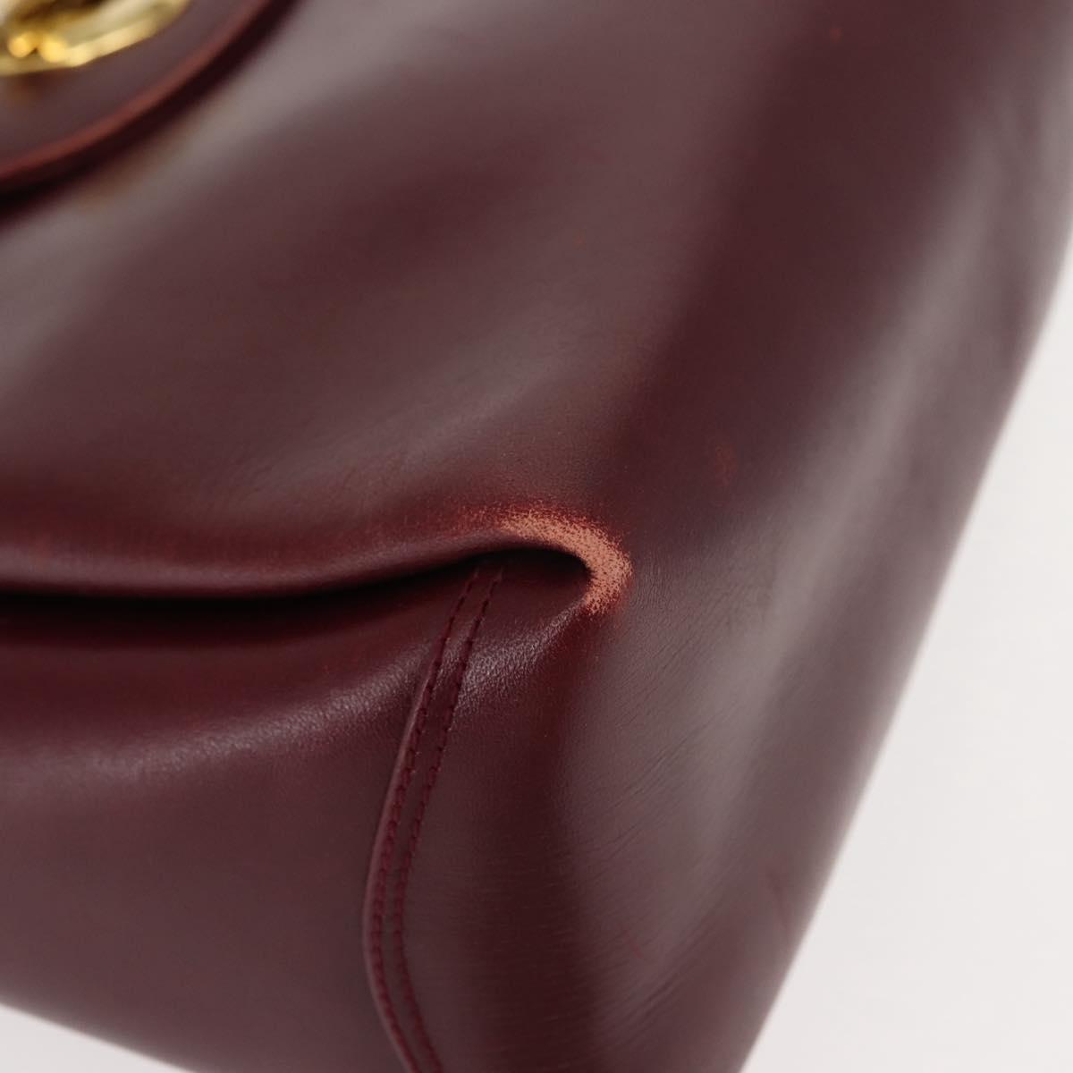 GUCCI Hand Bag Leather Red Gold Auth BA7380